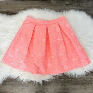 Lilly Pulitzer Womens 0 Neon Peachy Coral Pleated Pouf Harlie Skirt Jacquard